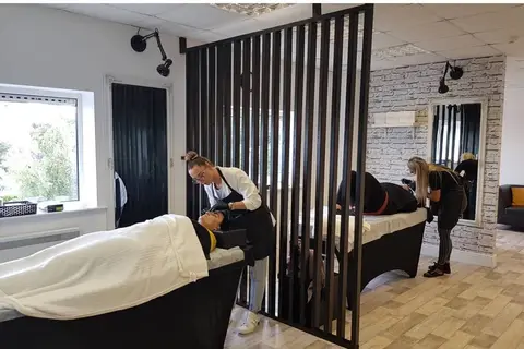 Students working on models at two lash beds in the ProLash academy in Naas
